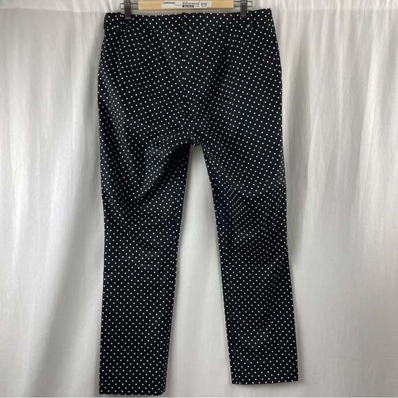 Lauren Ralph Lauren Black with White Polka Dot Ankle Length Pant 10 - Picture 2 of 6